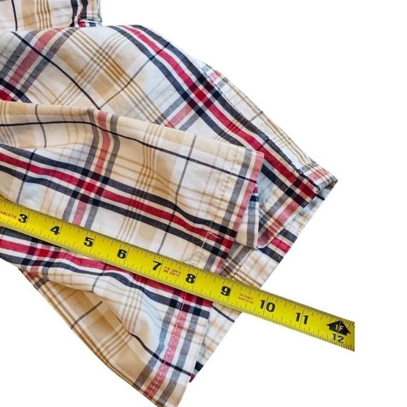 NSI Vintage Boys Plaid Cargo Shorts Size 16 Beige Red Black Cotton Blend - Picture 6 of 6